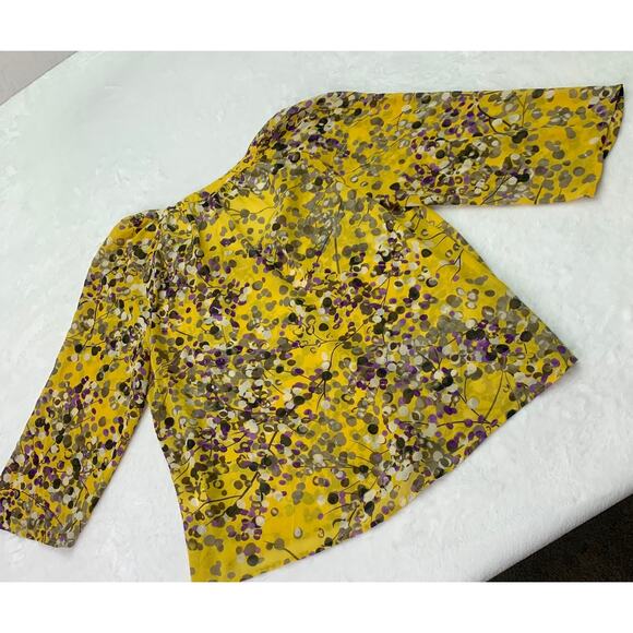 Apt 9 Womens Sz Small Yellow Purple Semi Sheet 3/4 Sleeve Blouse Tunic Top - Picture 2 of 7